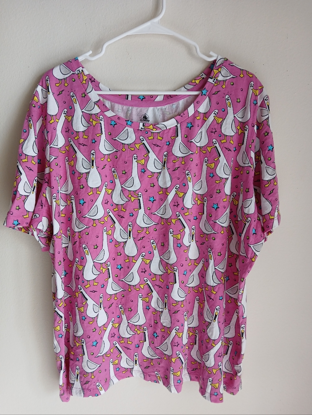 Disney Pink White Birds Size 1X Shirt